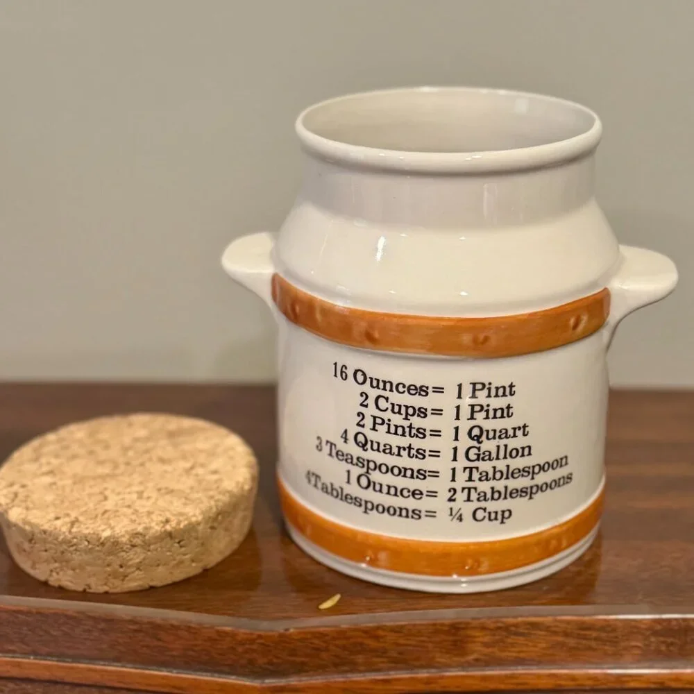 🌼 Vintage FTD Stoneware Canister with Cork Lid – with Reinforced Bottom